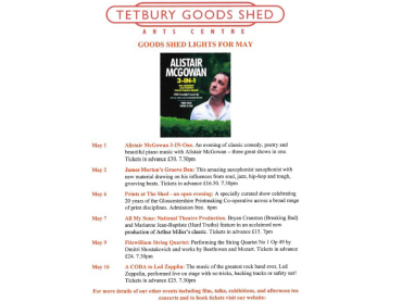 Tetbury Goods Shed May highlights